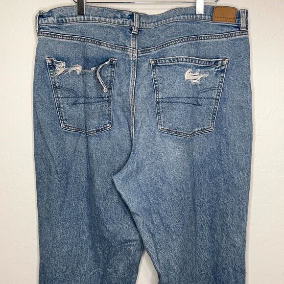 American Eagle Strigid Highest Rise Baggy Distressed Straight Jean 20 Reg #22 - Picture 7 of 8